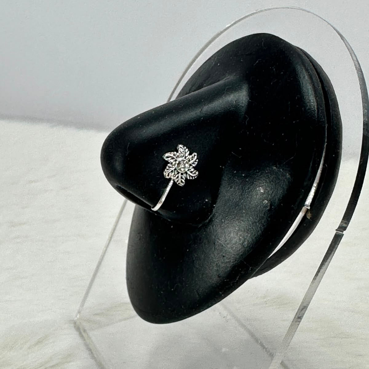 Elegant Floral Crystal Nose Pin – Silver Plated Flower Nose Stud for Women | Everyday & Party Wear