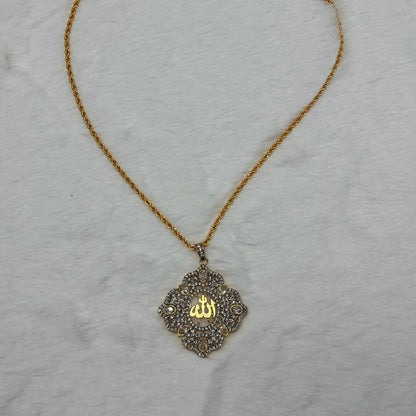 Luxury Gold Plated Allah Calligraphy Pendant Necklace for Women