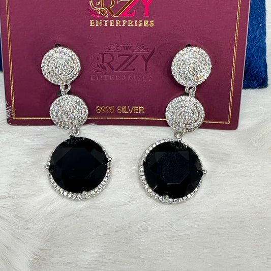 Noor Midnight Onyx Crystal Drop Earrings – Luxury Party Wear Earrings