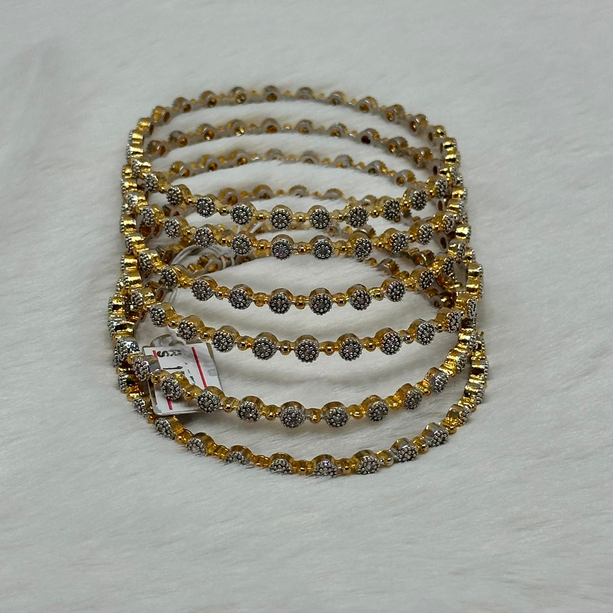 NooreZewar Gold Plated Crystal Beaded Bangles Set for Women | Elegant Bridal, Wedding & Party Wear Choori Set (Set of 6)