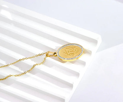 ANNAYA Gold Allah Name Pendant Necklace – Islamic Jewelry for Men & Women