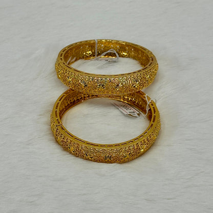 NooreZewar Premium Gold Plated Wide Kada Bangle for Women | Size 2.5 | Traditional Bridal Wedding & Party Wear