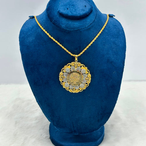 Luxury Gold Plated Ayat ul Kursi Round Pendant Necklace for Women