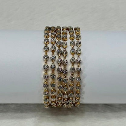 NooreZewar Gold Plated Crystal Beaded Bangles Set for Women | Elegant Bridal, Wedding & Party Wear Choori Set (Set of 6)