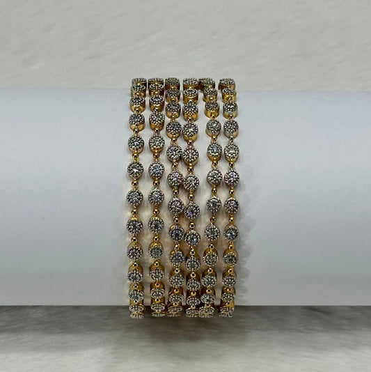 NooreZewar Gold Plated Crystal Beaded Bangles Set for Women | Elegant Bridal, Wedding & Party Wear Choori Set (Set of 6)