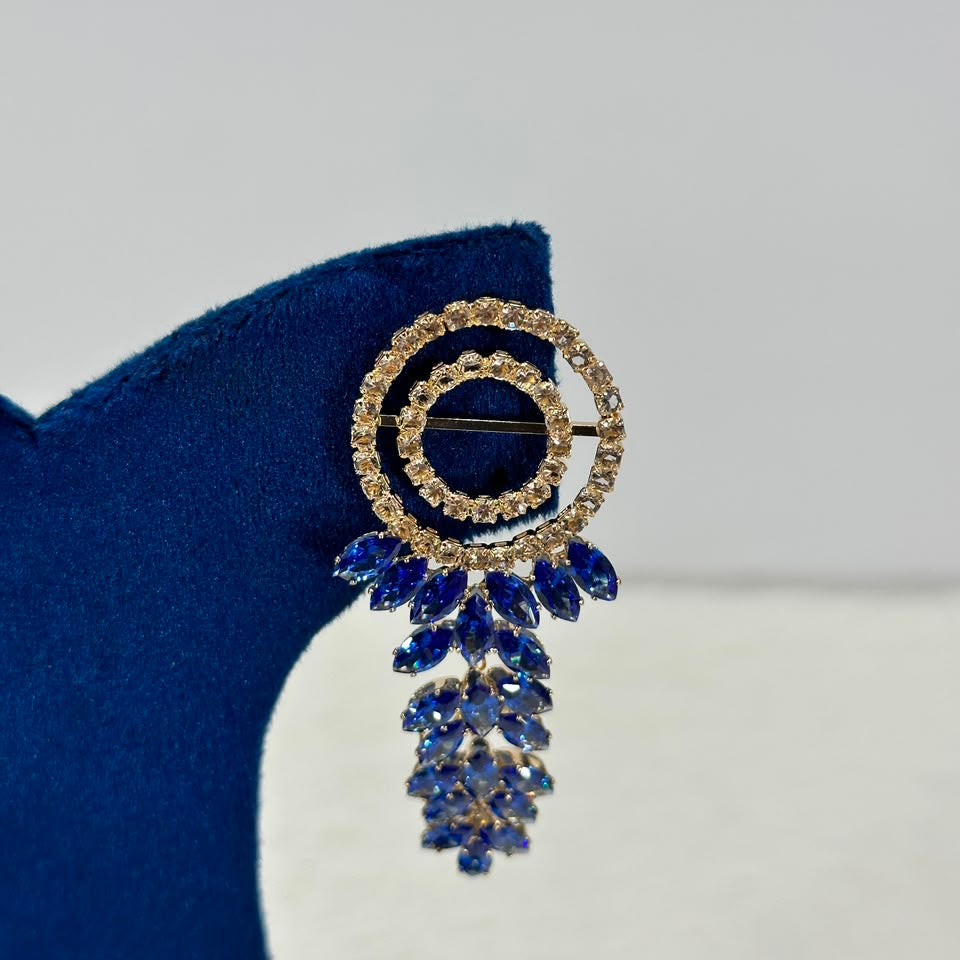 Noor Sapphire Crystal Drop Earrings – Gold Plated Luxury Party Wear Earrings