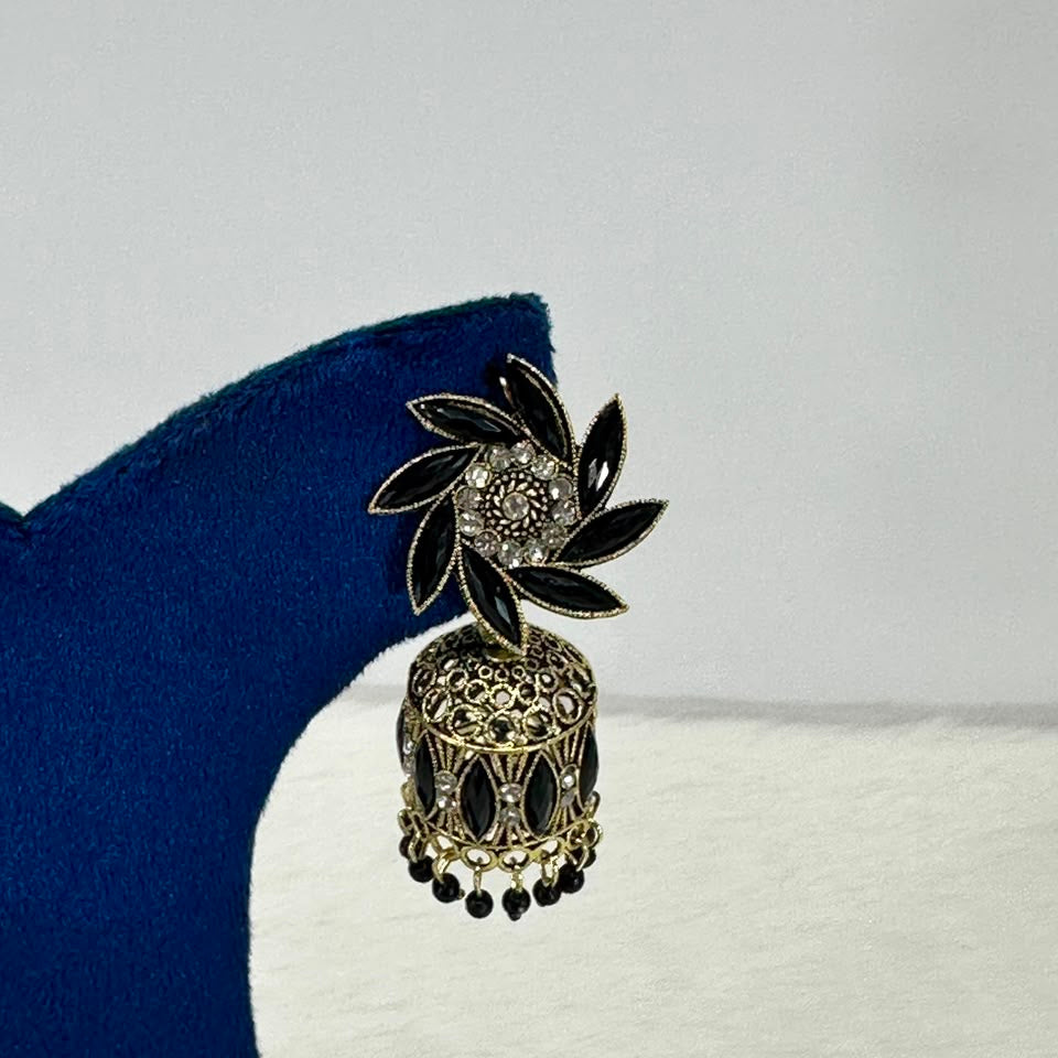 Noor-e-Zewar Black Antique Jhumka Earrings for Women | Traditional Party Wear Earrings