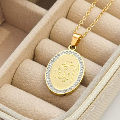 ANNAYA Gold Allah Name Pendant Necklace – Islamic Jewelry for Men & Women