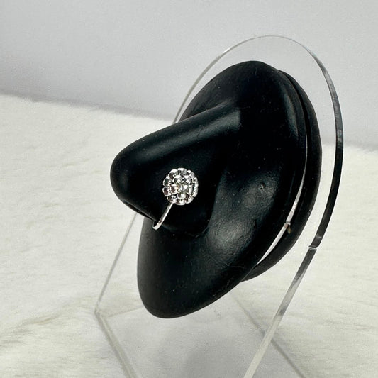 Classic Round Crystal Nose Pin for Women – Silver Nose Stud | Minimalist Everyday Nose Jewelry | Elegant Bridal Nose Accessory
