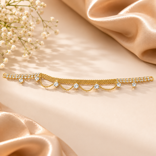 Luxury Gold Crystal Layered Anklet for Women | Elegant Adjustable Foot Chain