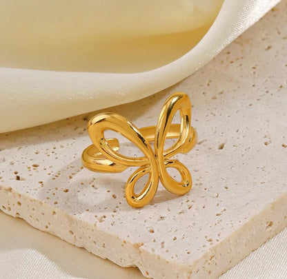Gold Hollow Butterfly Adjustable Ring for Women