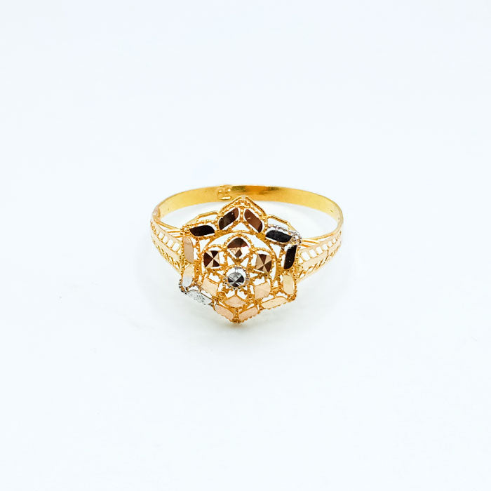 Luxury Twisted Gold Ring with Baguette & Round Cut Stones | Elegant Statement Ring for Women