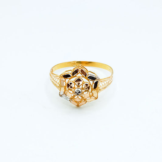 Luxury Twisted Gold Ring with Baguette & Round Cut Stones | Elegant Statement Ring for Women