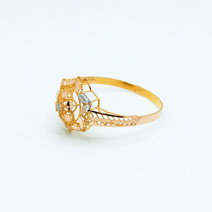 Luxury Twisted Gold Ring with Baguette & Round Cut Stones | Elegant Statement Ring for Women