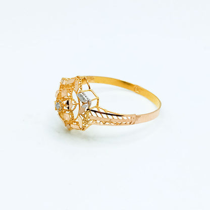 Luxury Twisted Gold Ring with Baguette & Round Cut Stones | Elegant Statement Ring for Women