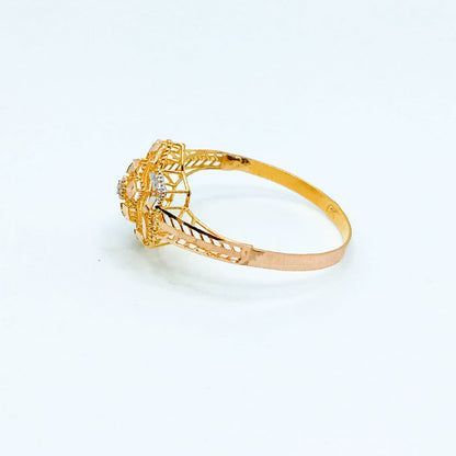 Luxury Twisted Gold Ring with Baguette & Round Cut Stones | Elegant Statement Ring for Women