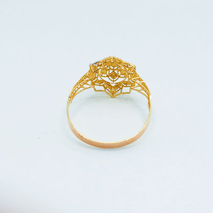 Luxury Twisted Gold Ring with Baguette & Round Cut Stones | Elegant Statement Ring for Women