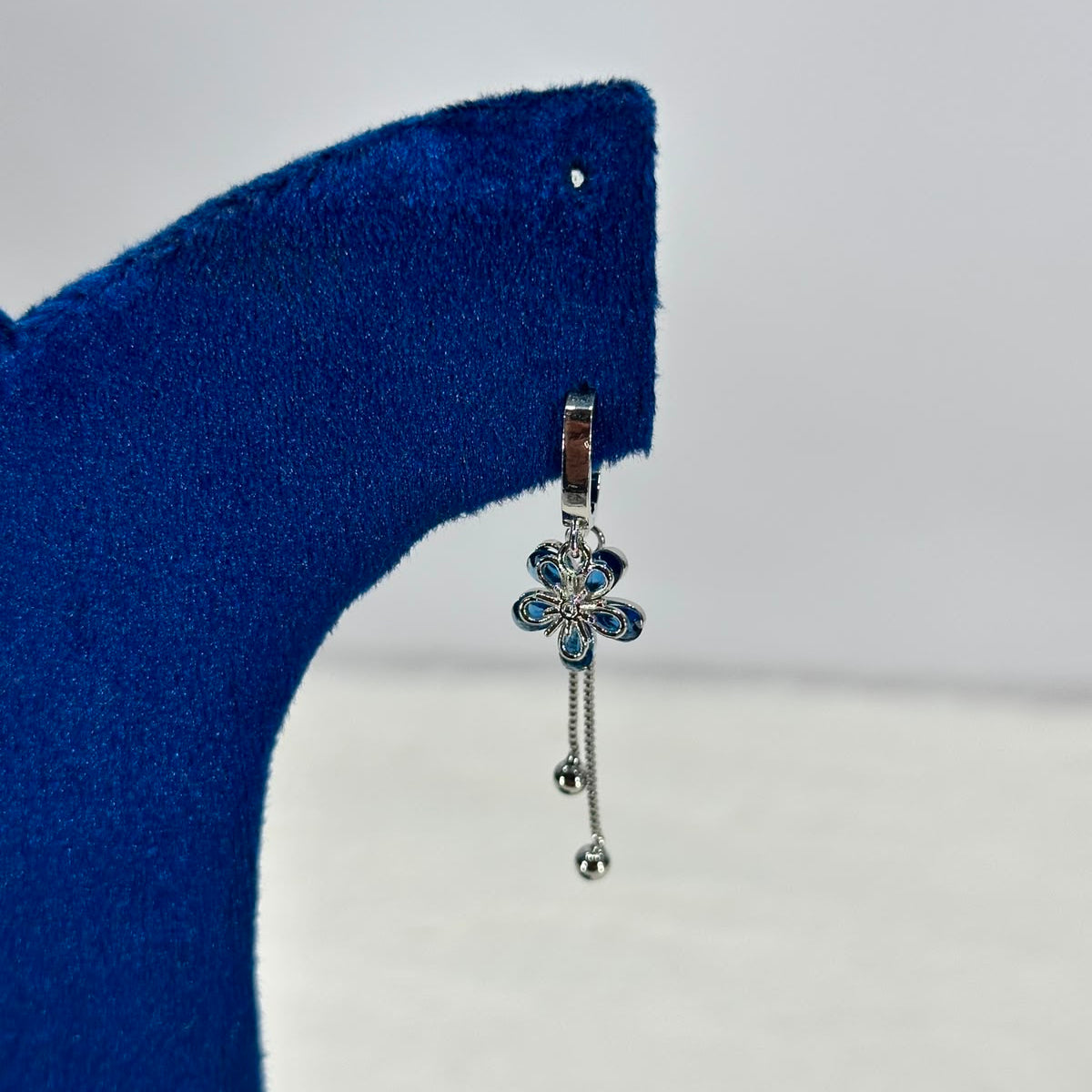 Elegant Silver Floral Tassel Hoop Earrings for Women | Minimalist Drop Earrings