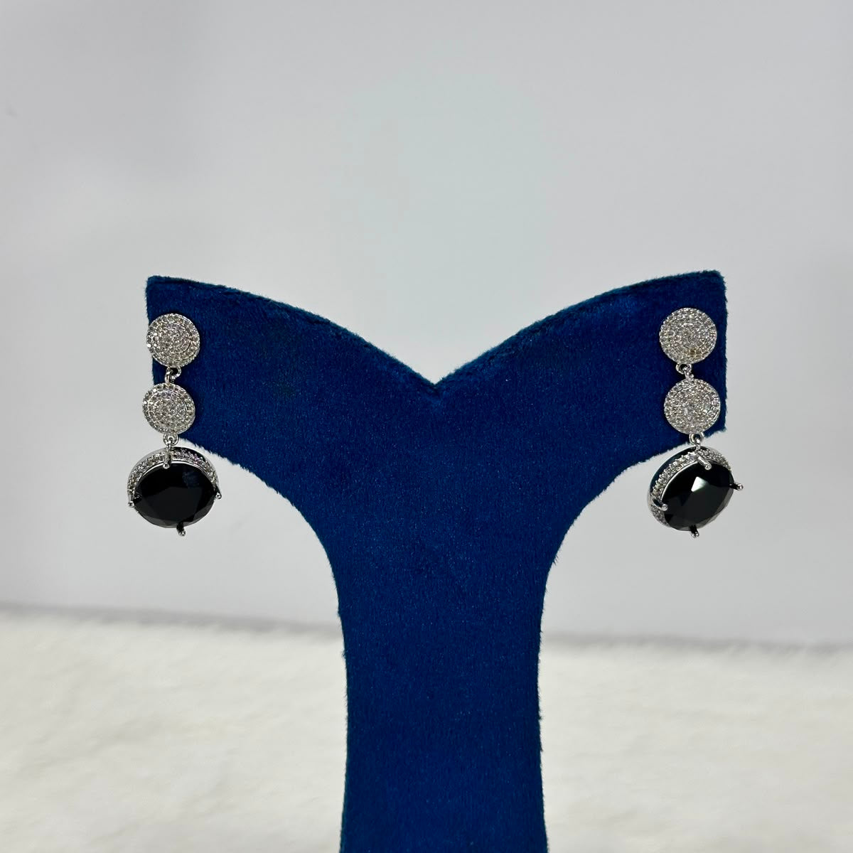 Luxury Black Crystal Drop Earrings – Silver-Plated Party & Wedding Earrings for Women