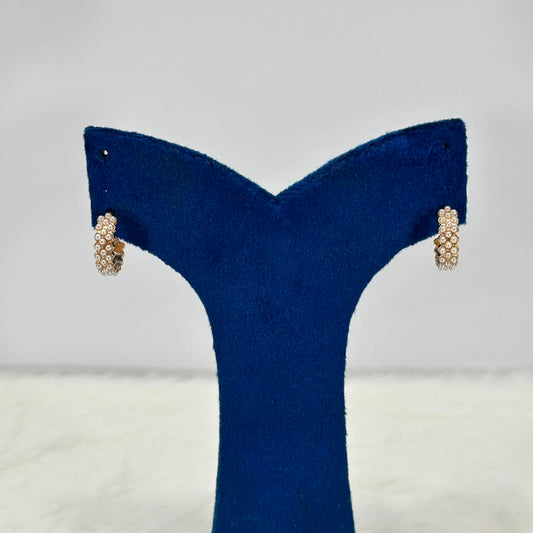 Elegant Pearl Hoop Earrings – Gold-Plated Mini Huggie Earrings for Women