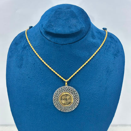 Luxury Darood Sharif Gold Plated Round Pendant Necklace for Women | Zircon Islamic Necklace